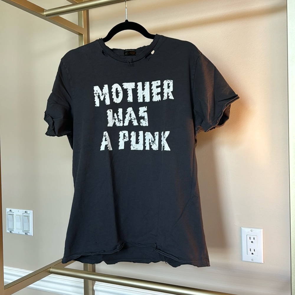 Mother distressed tee with multiple holes